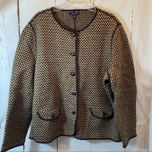 Lands End 22W Brown Tan Sweater Cardigan